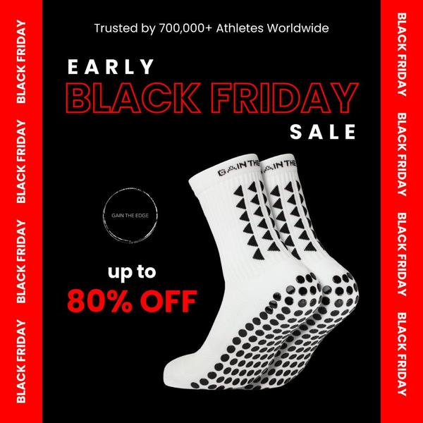 athletic socks, sports socks, performance socks, grip socks, training socks, sale promotion, minimalist, bold, energetic, red, black, black friday